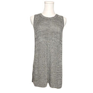 Sparrow Gray Black Sleeveless Cotton Blend Knit Tunic Split Hem Medium Boho